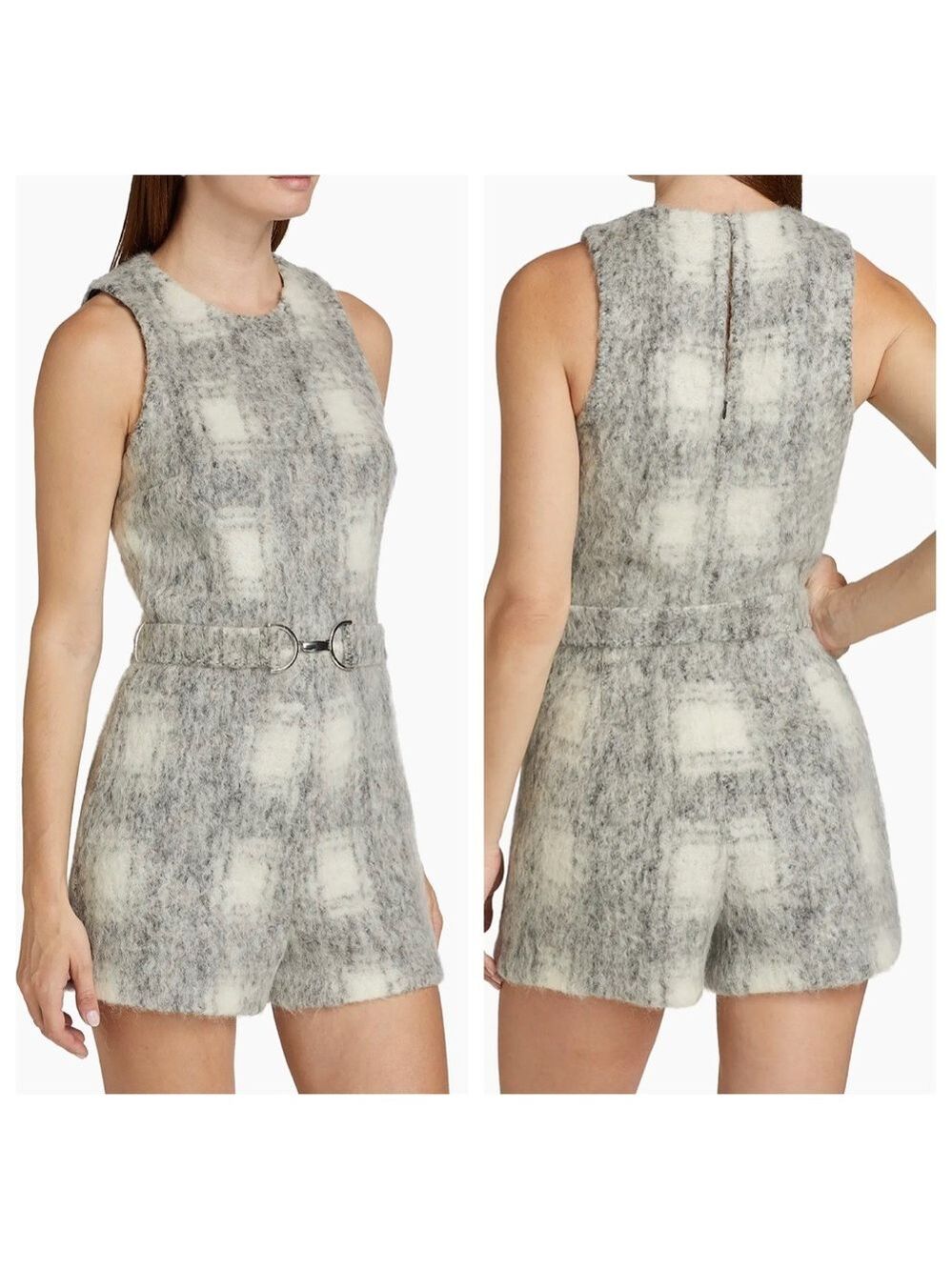Amanda Uprichard Hazel Gray Wool-Blend Romper Size Small NWT